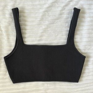 Kendall & Kylie Gray Ribbed Sleeveless Crop Tank